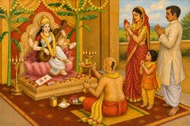 Hindu Family Saraswati Puja